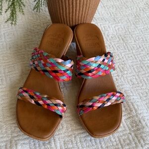 Italian Shoemakers Colorful Braided Sandals Made in Italy Size 9.5